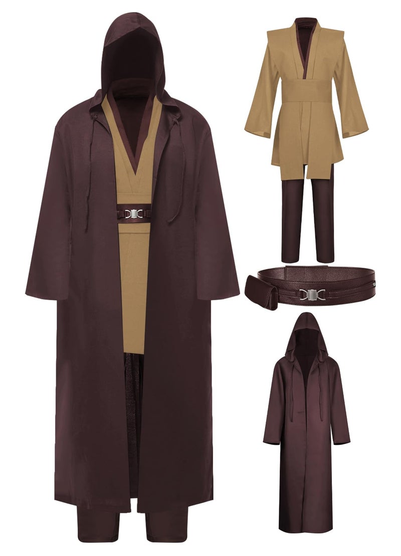 Wecos Tunic Hooded Robe Knight Costume Outfits Halloween Cosplay Costume for Mens Three Versions - Image 1